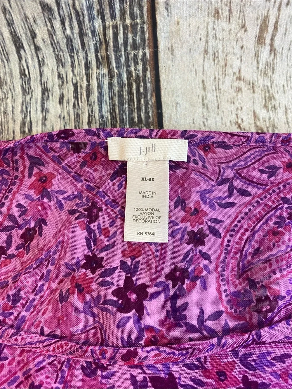 J. Jill XL-3X Pink Paisley Kimono Poncho Cover-Up | Boho Tassel hem